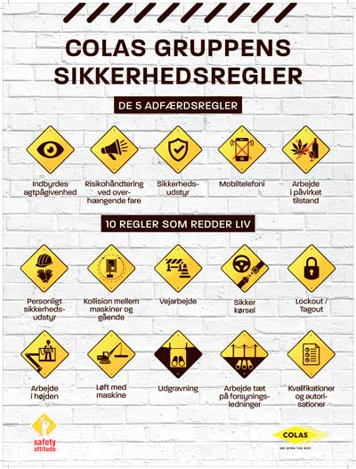 Colas Gruppens sikkerhedsregler, plakat